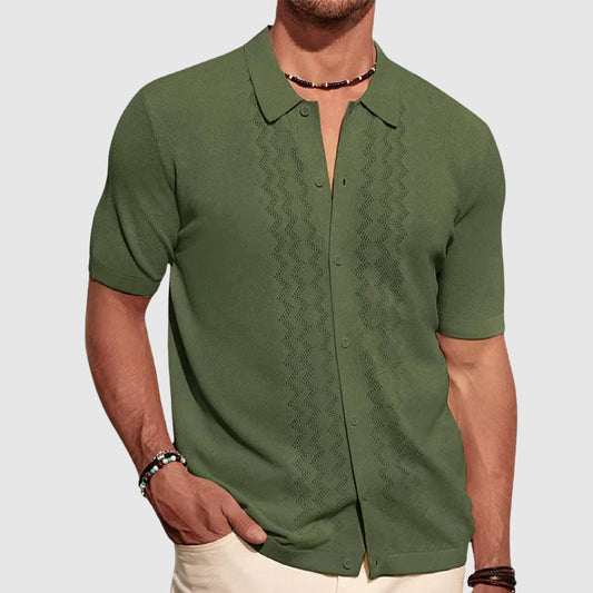 Chemise homme – Maille légère – Coupe décontractée – Manches courtes – Boutonnée