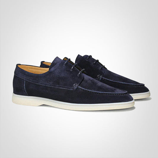Chaussures homme – Suédine haut de gamme – Basse – Lacets – Bout mocassin élégant
