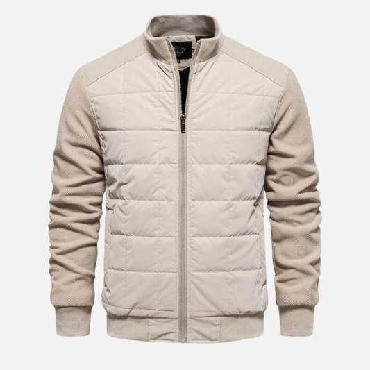Homme Veste - Tissu Tissé Matelassé - Coupe Slim - Col Montant