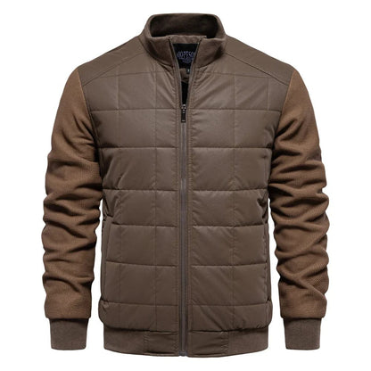 Homme Veste - Tissu Tissé Matelassé - Coupe Slim - Col Montant