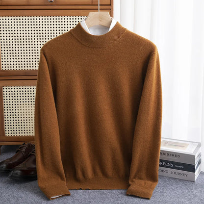 Sweatshirt homme – Laine – Coupe ample – Col montant – Finitions côtelées
