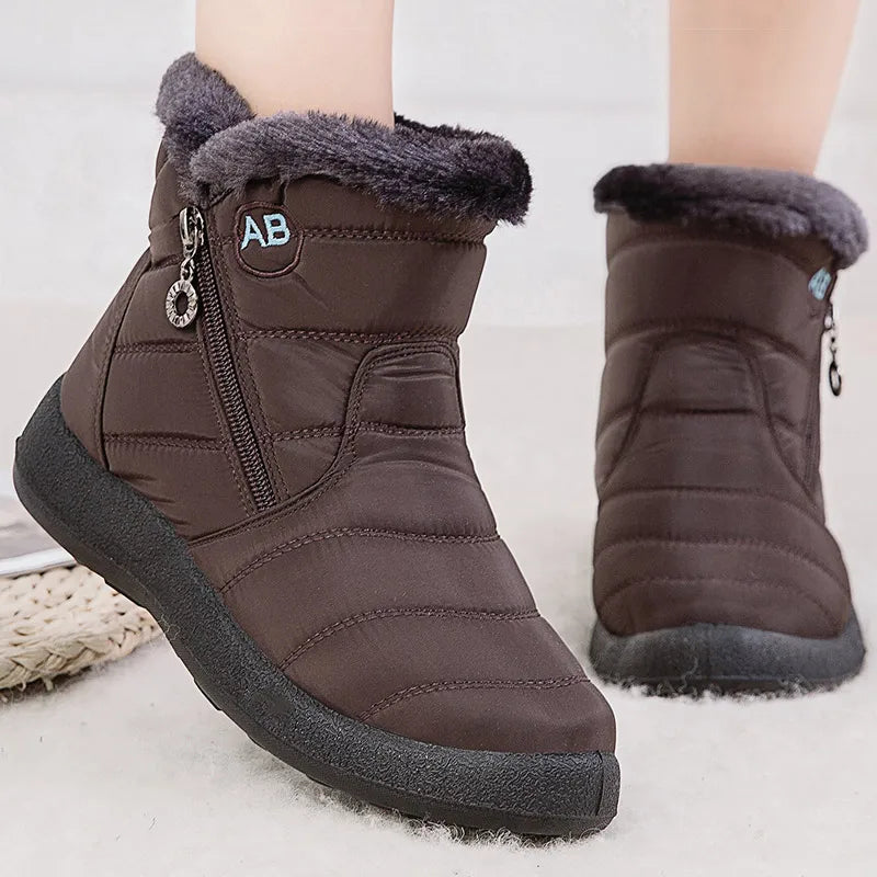 Bottes neige femme – Mi-mollet – Imperméables – Doublure fourrure – Fermeture zippée