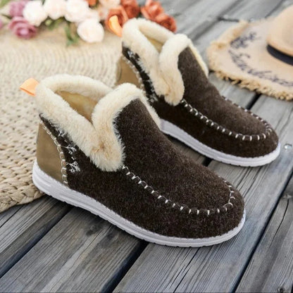 Bottines femme – Doublure en fausse fourrure – Texture feutrée – Coupe décontractée