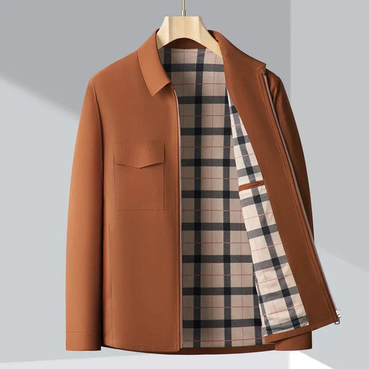 Veste homme – Coupe structurée – Longueur hanches – Col classique – Doublure à carreaux