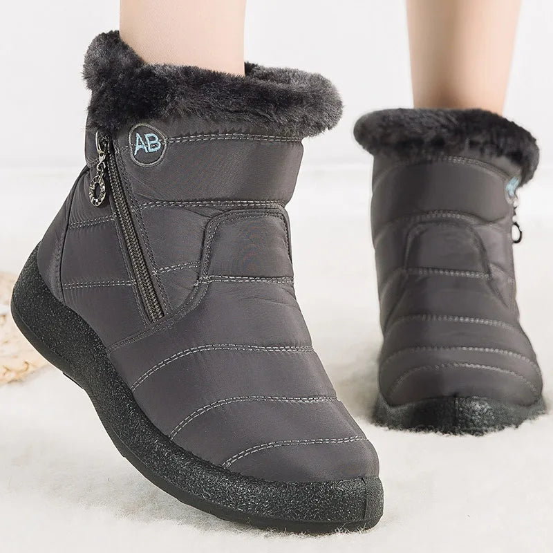 Bottes neige femme – Mi-mollet – Imperméables – Doublure fourrure – Fermeture zippée