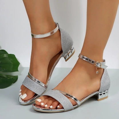 Sandales femme – Bout ouvert – Bride cheville – Talon sculpté – Confort structuré