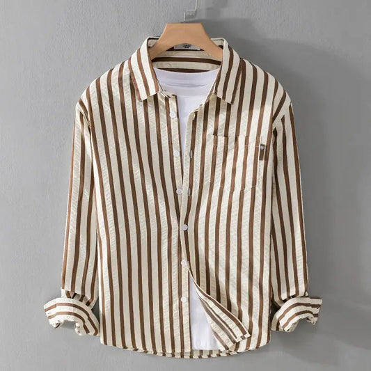Blouse femme – Coupe décontractée – Rayures verticales – Tissu respirant – Manches longues