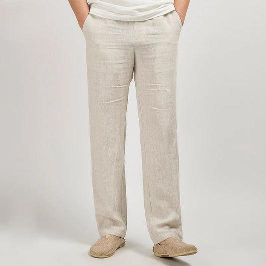 Pantalon homme – Lin léger respirant – Coupe droite ample – Longueur cheville