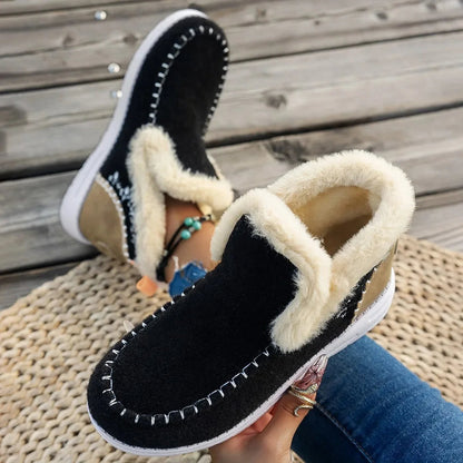 Bottines femme – Doublure en fausse fourrure – Texture feutrée – Coupe décontractée