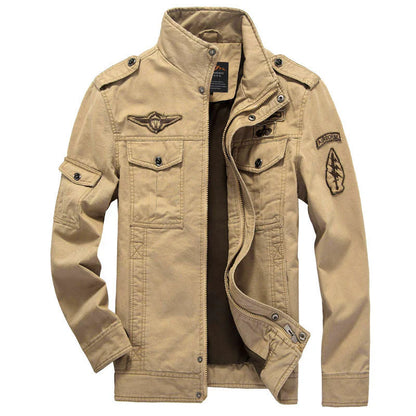 Veste homme – Coupe structurée – Coton – Col montant – Poches utilitaires – Épaulettes