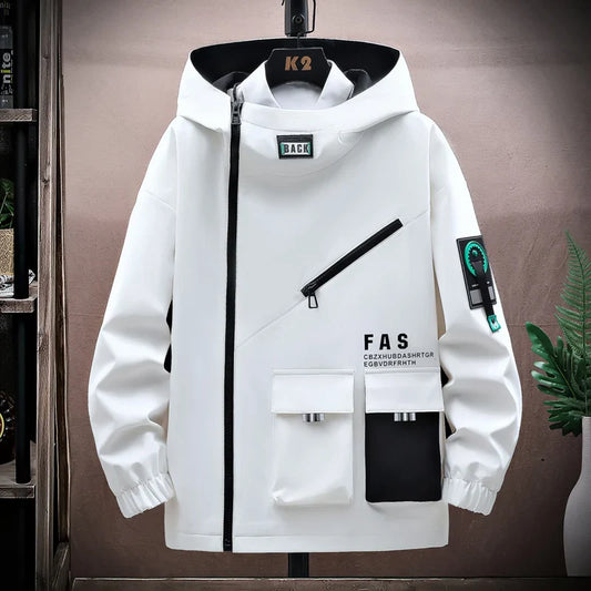 Veste à capuche homme – Coupe décontractée – Tissu déperlant – Style streetwear graphique