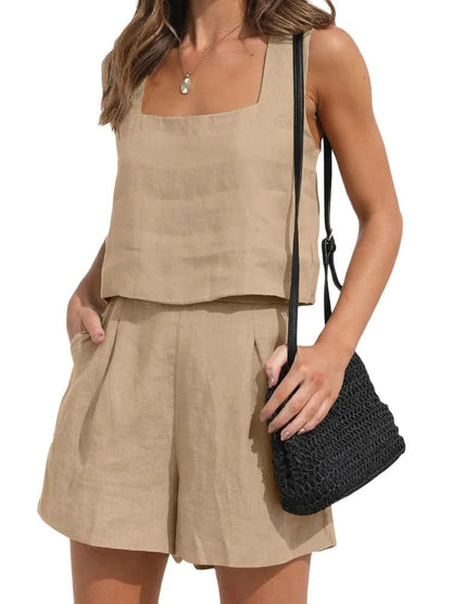 Ensemble Femme - Veste et Short Élégant - Tissu Léger - Coupe Moderne
