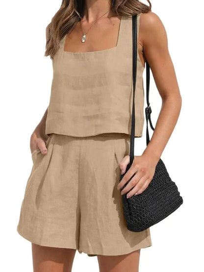 Ensemble Femme - Veste et Short Élégant - Tissu Léger - Coupe Moderne