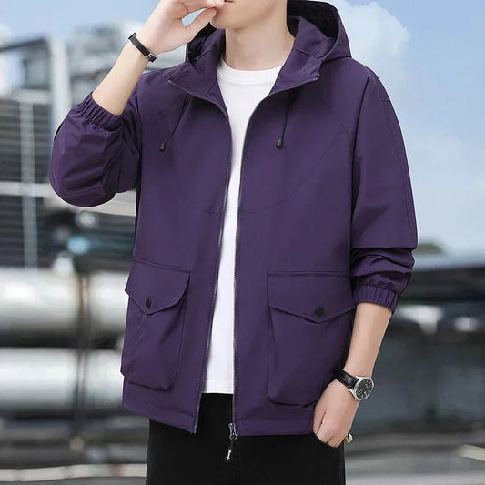 Veste coupe-vent homme – Coupe ample – Tissu léger – Capuche réglable – Zip intégral