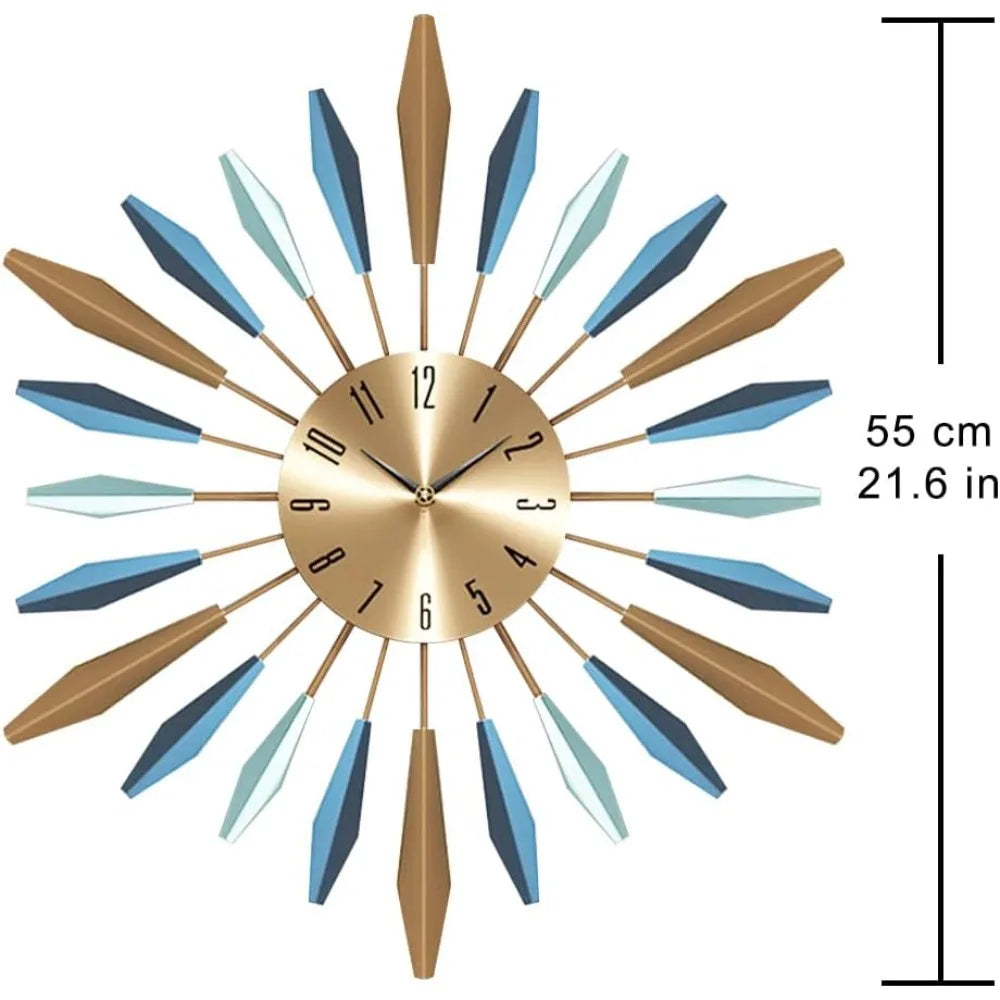 Horloge Murale Métal Style Mid-Century Avec Motif Géométrique