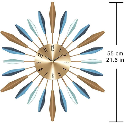 Horloge Murale Métal Style Mid-Century Avec Motif Géométrique