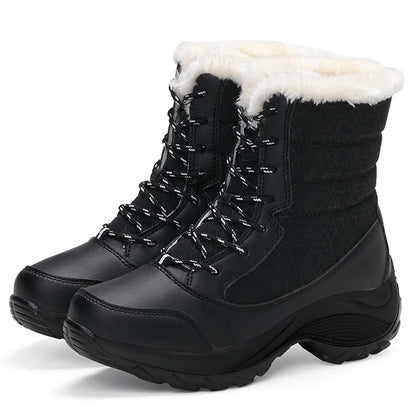 Bottes neige femme – Mi-mollet – Fourrure synthétique – Semelle plateforme – Imperméables
