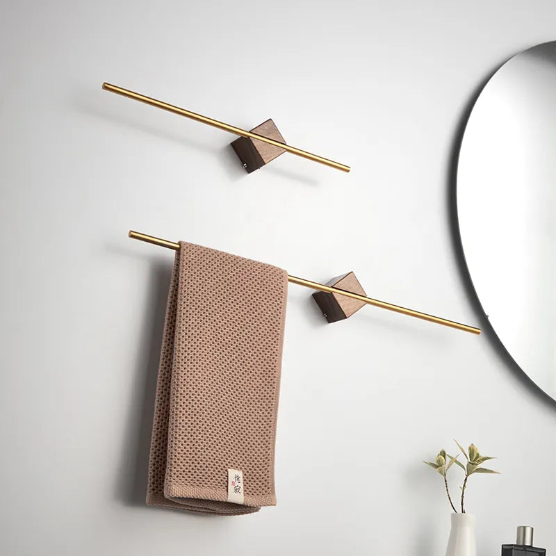 Porte-Serviettes Mural Minimaliste en Métal et Bois