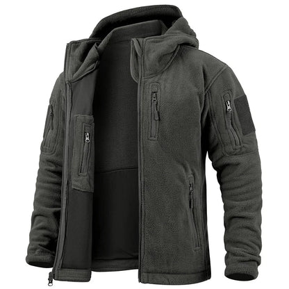 Veste polaire homme – coupe régulière – capuche – fermeture zippée – multi-poches
