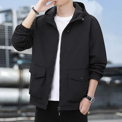 Veste coupe-vent homme – Coupe ample – Tissu léger – Capuche réglable – Zip intégral
