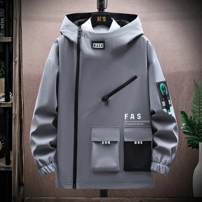 Veste à capuche homme – Coupe décontractée – Tissu déperlant – Style streetwear graphique