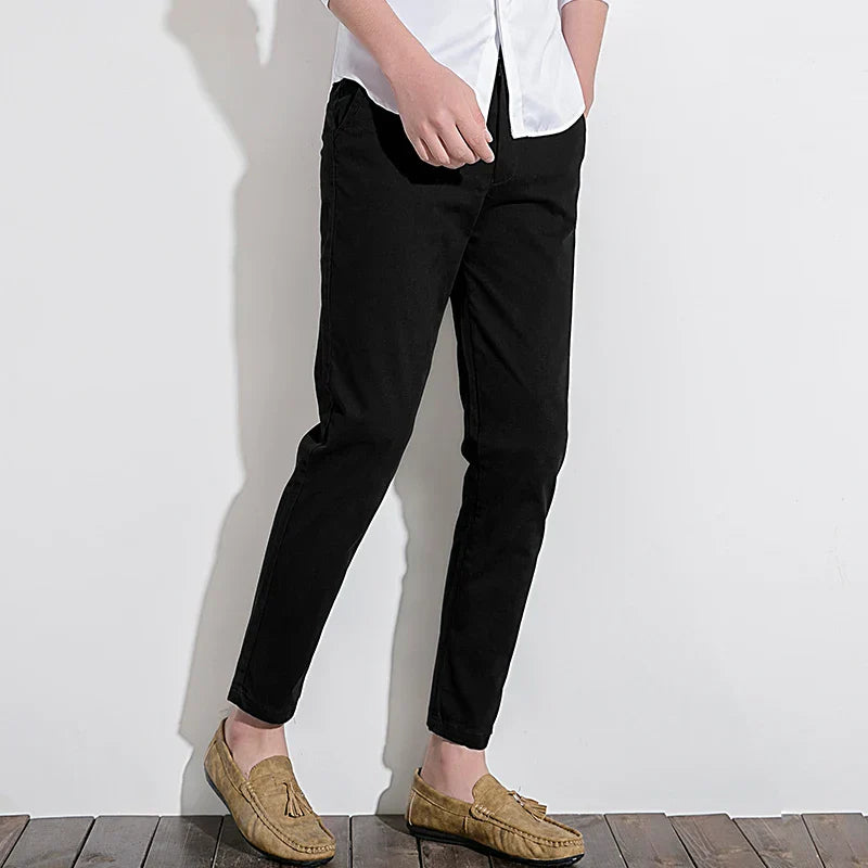 Pantalon chino homme – Coupe slim – 100% coton – Style tailleur – Longueur cheville