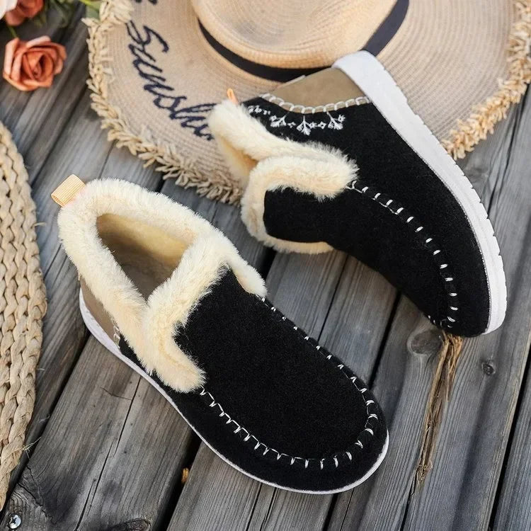 Bottines femme – Doublure en fausse fourrure – Texture feutrée – Coupe décontractée