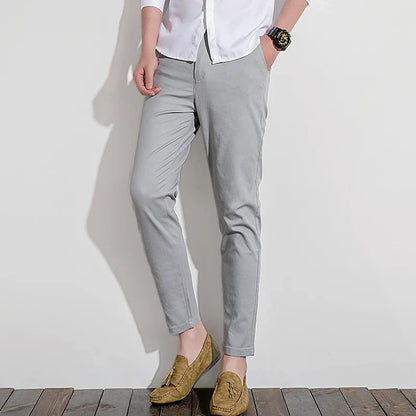 Pantalon chino homme – Coupe slim – 100% coton – Style tailleur – Longueur cheville
