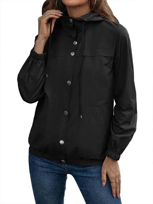 Manteau Trench Femme – Imperméable à Capuche – Coupe Décontractée – Boutons Pression