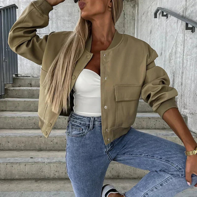 Veste femme – Coupe décontractée – Fibres naturelles – Boutonnage – Poches à rabat