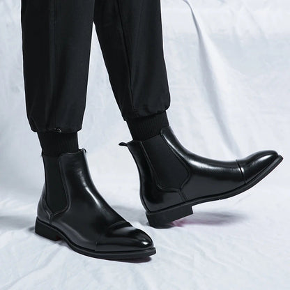 Bottes Chelsea homme – Cuir lisse – Coupe ajustée – Bout droit – Facile à enfiler