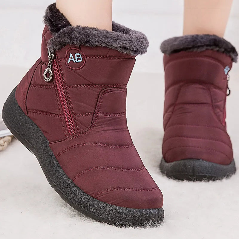 Bottes neige femme – Mi-mollet – Imperméables – Doublure fourrure – Fermeture zippée