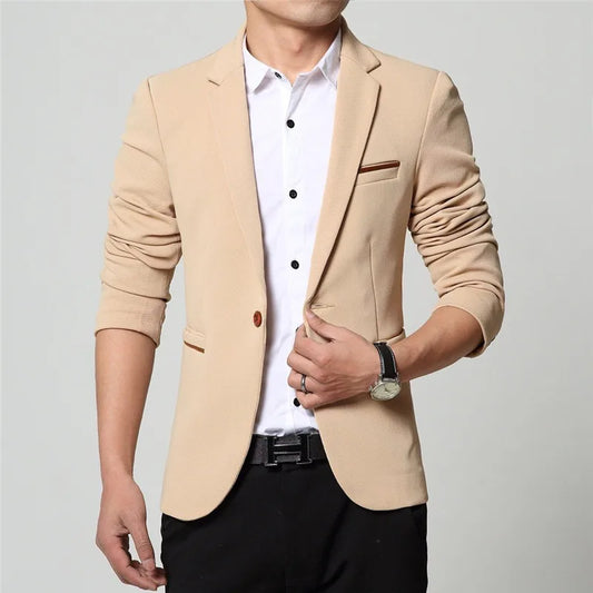 Blazer homme – Coupe ajustée – Tissu structuré – Col à revers – Style formel