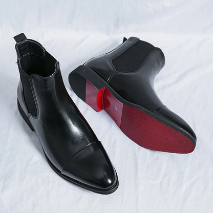 Bottes Chelsea homme – Cuir lisse – Coupe ajustée – Bout droit – Facile à enfiler