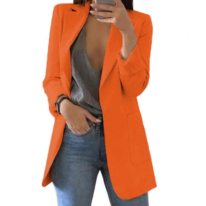 Blazer femme – Coupe cintrée – Longueur hanche – Poches larges – Col tailleur