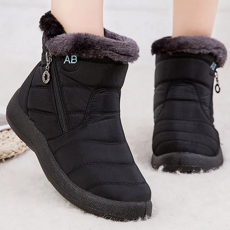 Bottes neige femme – Mi-mollet – Imperméables – Doublure fourrure – Fermeture zippée