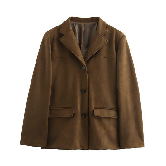 Veste blazer femme – Coupe ajustée – Laine – Longueur courte – Revers cranté – Boutons