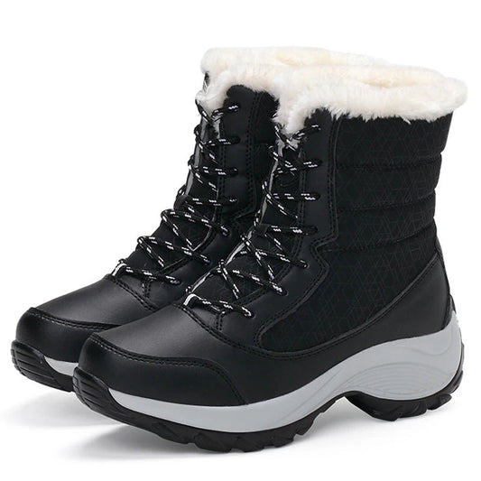 Bottes neige femme – Mi-mollet – Fourrure synthétique – Semelle plateforme – Imperméables