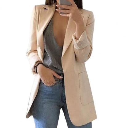 Blazer femme – Coupe cintrée – Longueur hanche – Poches larges – Col tailleur