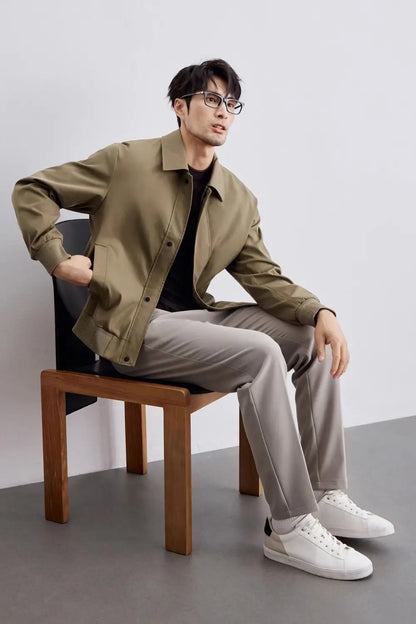 Veste homme – Coupe décontractée – Col classique – Poignets côtelés – Boutonnage devant