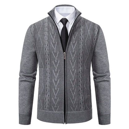 Homme Cardigan - Maille Douce - Coupe Slim - Col Montant - Zip Intégral