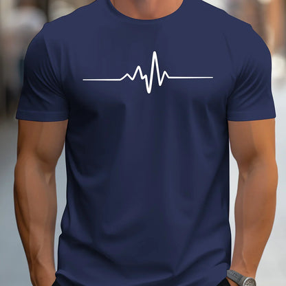 T-shirt homme – Coupe slim – Maille douce – Manches courtes – Motif heartbeat moderne