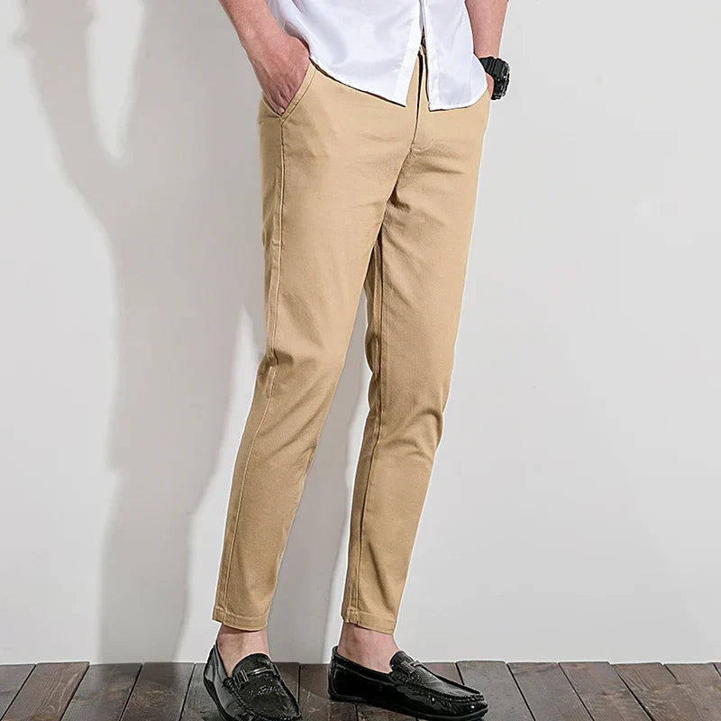 Pantalon chino homme – Coupe slim – 100% coton – Style tailleur – Longueur cheville