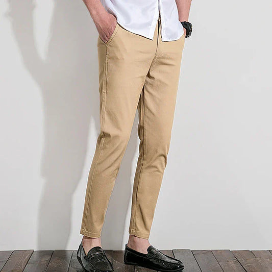 Pantalon chino homme – Coupe slim – 100% coton – Style tailleur – Longueur cheville