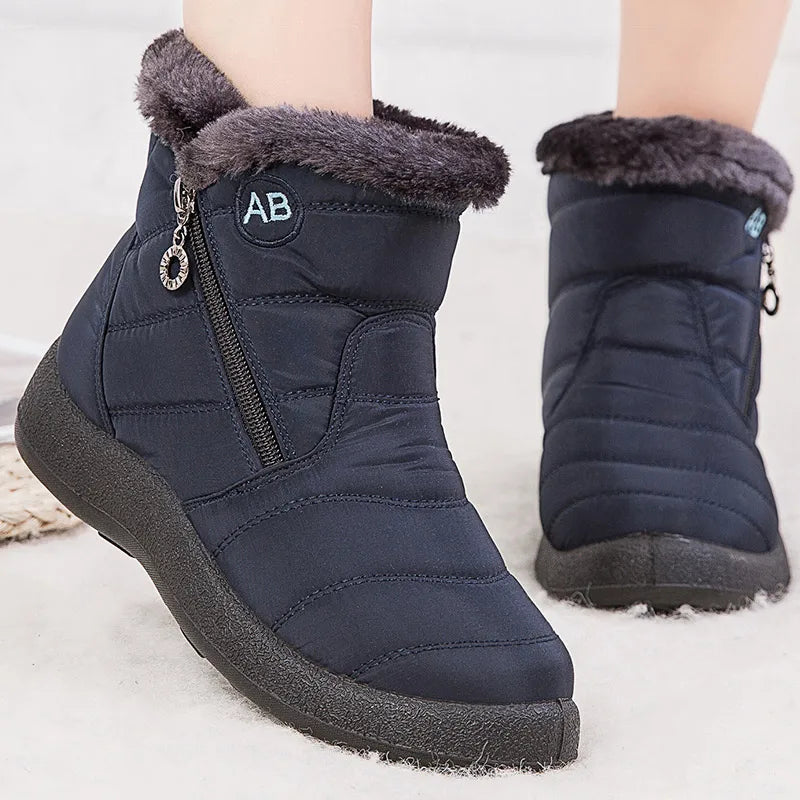 Bottes neige femme – Mi-mollet – Imperméables – Doublure fourrure – Fermeture zippée