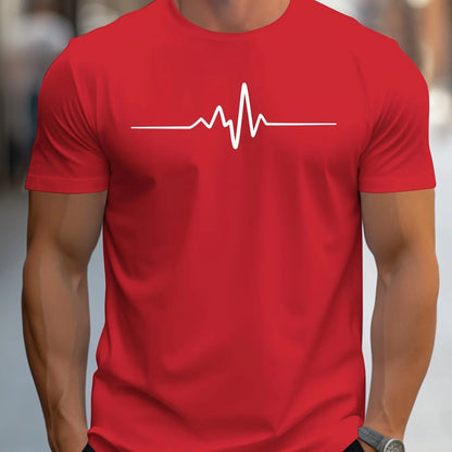 T-shirt homme – Coupe slim – Maille douce – Manches courtes – Motif heartbeat moderne