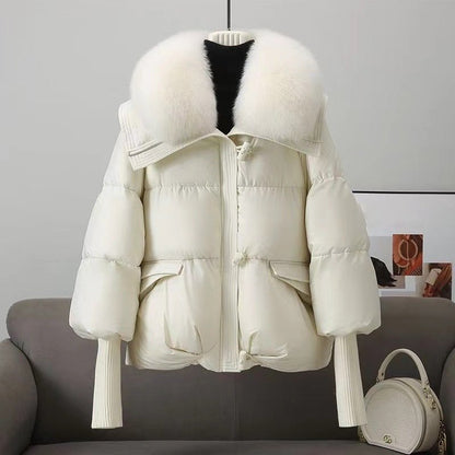 Veste matelassée femme – Coupe oversize – Col fausse fourrure – Poches à rabat