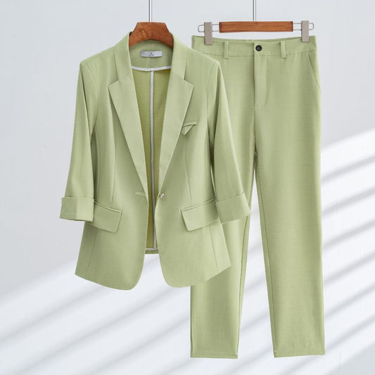 Tailleur Femme – Blazer Cintré Manches 3/4 – Pantalon Droit – Tenue de Bureau