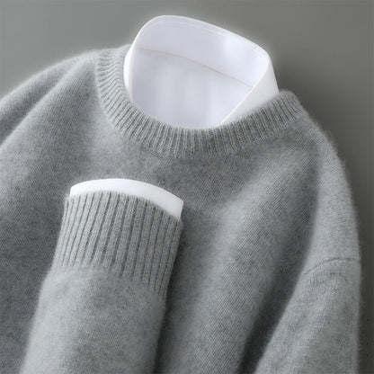 Sweatshirt homme – Laine douce – Coupe décontractée – Col rond côtelé – Design minimal