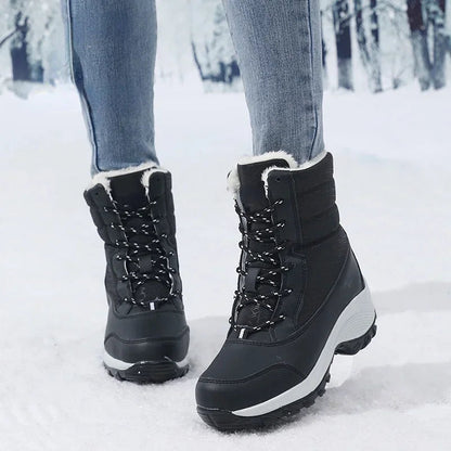 Bottes neige femme – Mi-mollet – Fourrure synthétique – Semelle plateforme – Imperméables